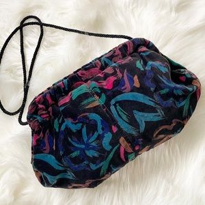 Vintage clutch bag with multicolor print